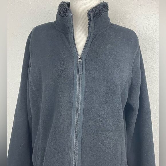 Pre-Owed Croft & Barrow Womens Black Fleece Zip-Up Jacket Size XL - Picture 2 of 6